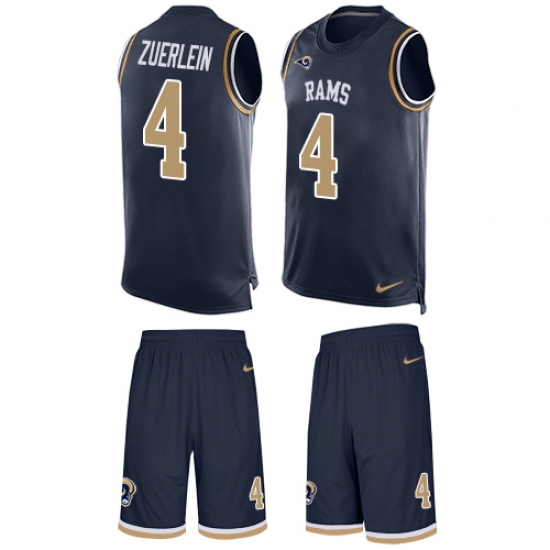Men's Nike Los Angeles Rams 4 Greg Zuerlein Limited Navy Blue Tank Top Suit NFL Jersey