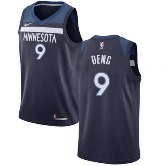 Men's Nike Minnesota Timberwolves 9 Luol Deng Swingman Navy Blue NBA Jersey - Icon Edition