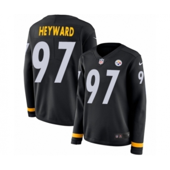 Women's Nike Pittsburgh Steelers 97 Cameron Heyward Limited Black Therma Long Sleeve NFL Jersey