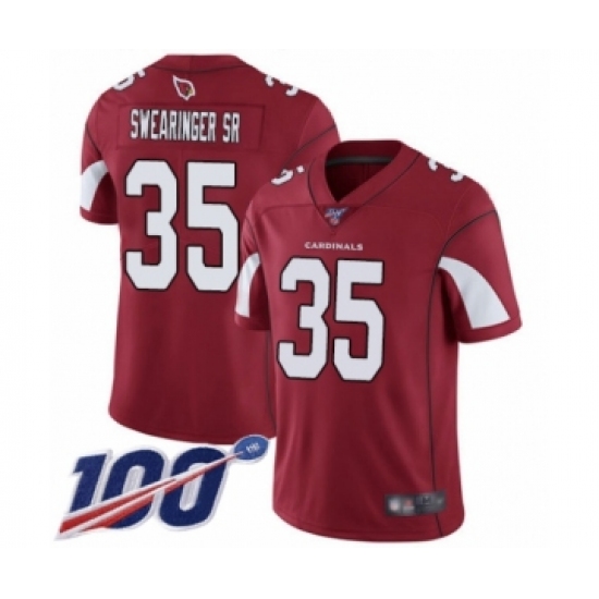 Men's Arizona Cardinals 35 D.J. Swearinger SR Red Team Color Vapor Untouchable Limited Player 100th Season Football Jersey