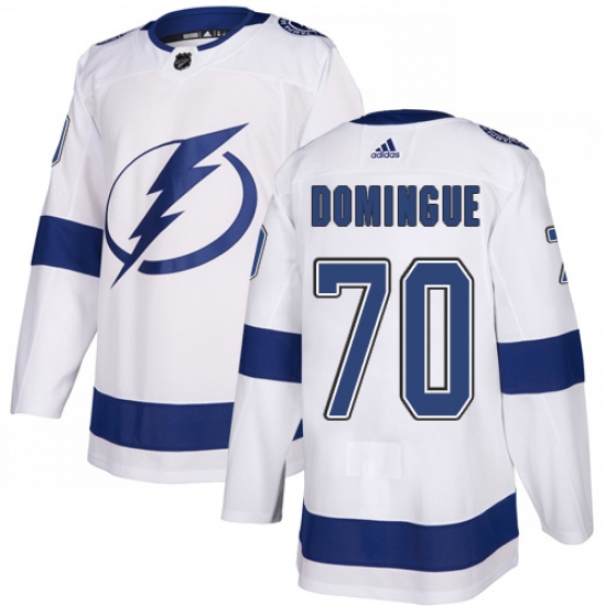 Men's Adidas Tampa Bay Lightning 70 Louis Domingue Authentic White Away NHL Jersey