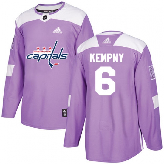 Men's Adidas Washington Capitals 6 Michal Kempny Authentic Purple Fights Cancer Practice NHL Jersey