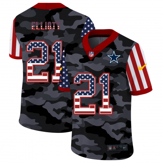 Men's Dallas Cowboys 21 Ezekiel Elliott Camo Flag Nike Limited Jersey