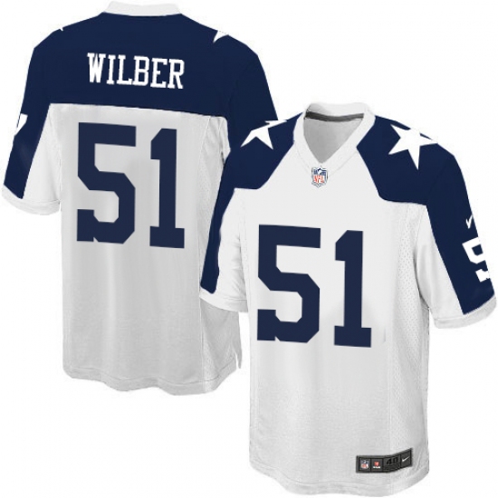 Men's Nike Dallas Cowboys 51 Kyle Wilber Game White Throwback Alternate NFL Jersey