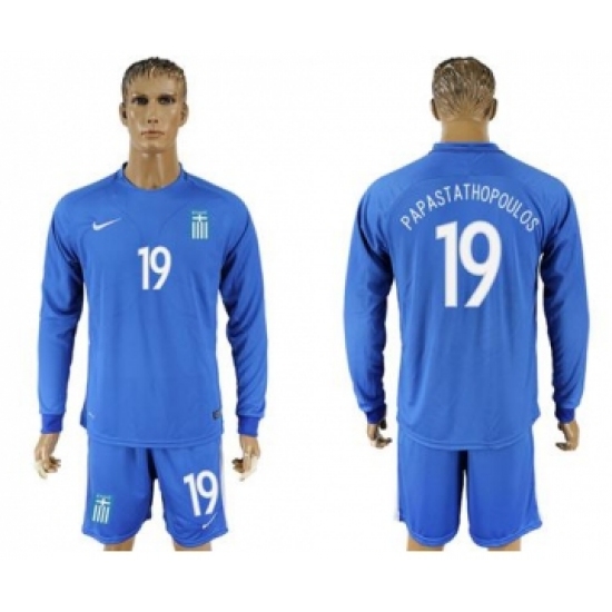 Greece 19 Papastathopoulos Away Long Sleeves Soccer Country Jersey