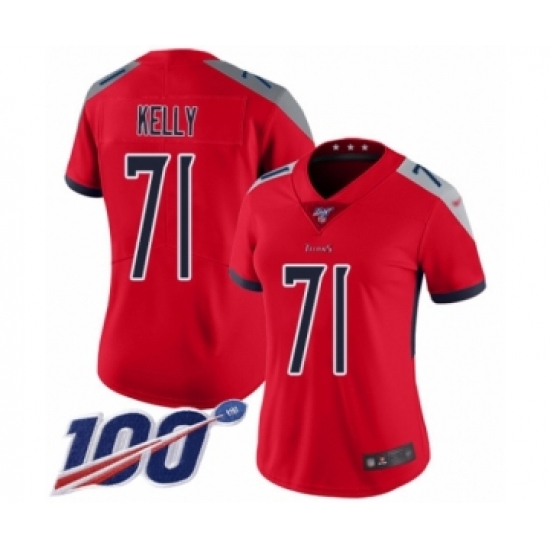 Women's Tennessee Titans 71 Dennis Kelly Limited Red Inverted Legend 100th Season Football Jersey