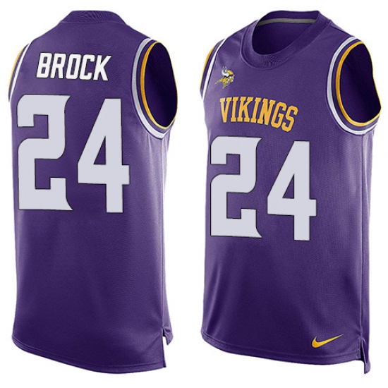 Men's Nike Minnesota Vikings 24 Tramaine Brock Limited Purple Player Name & Number Tank Top NFL Jersey