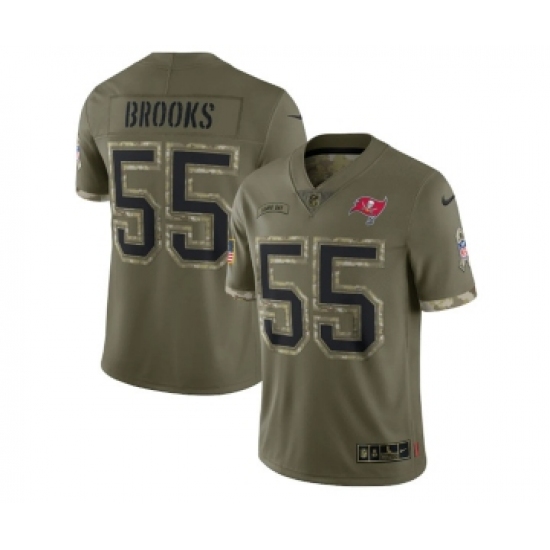 Men's Tampa Bay Buccaneers 55 Derrick Brooks 2022 Olive Salute To Service Limited Stitched Jersey
