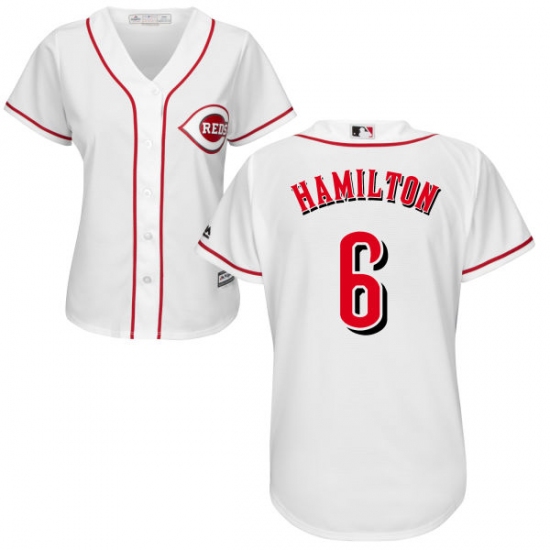 Women's Majestic Cincinnati Reds 6 Billy Hamilton Authentic White Home Cool Base MLB Jersey