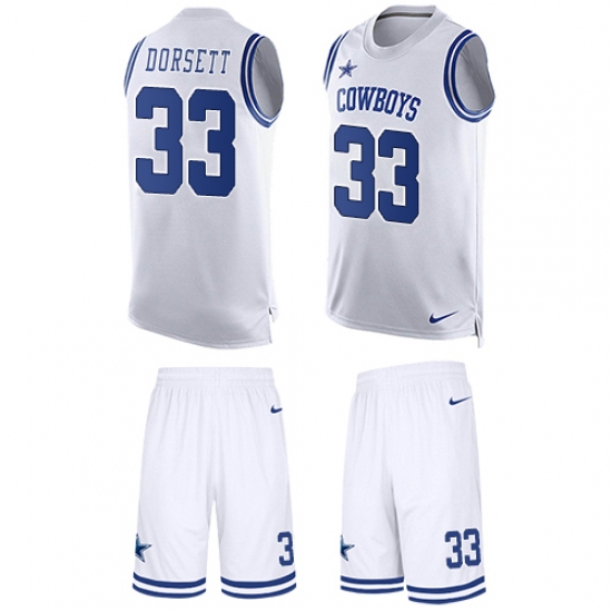 Men's Nike Dallas Cowboys 33 Tony Dorsett Limited White Tank Top Suit NFL Jersey