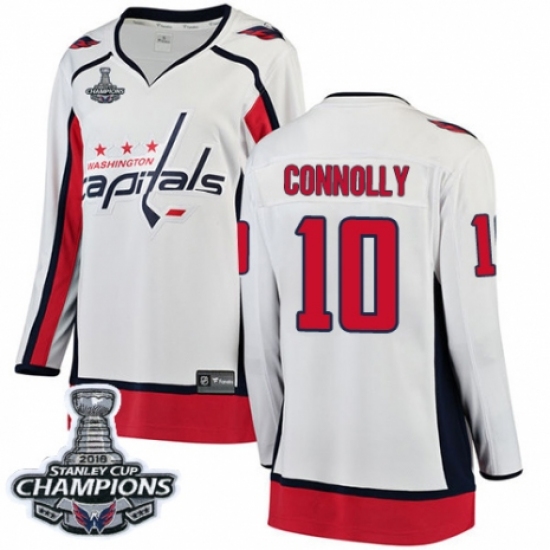 Women's Washington Capitals 10 Brett Connolly Fanatics Branded White Away Breakaway 2018 Stanley Cup Final Champions NHL Jersey