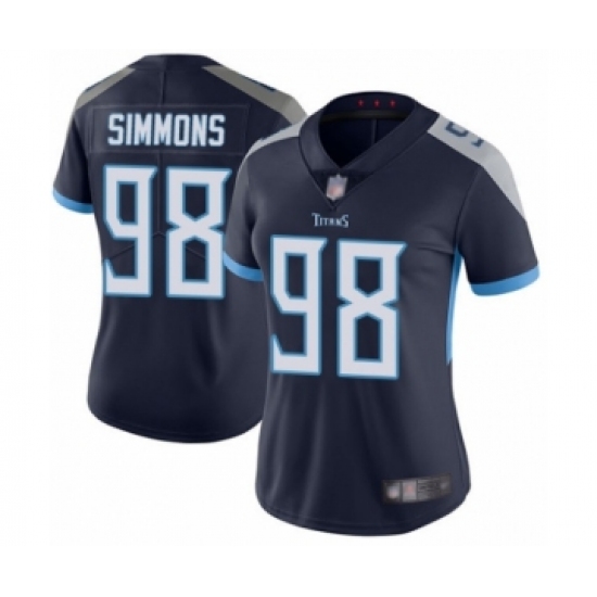 Women's Tennessee Titans 98 Jeffery Simmons Navy Blue Team Color Vapor Untouchable Limited Player Football Jersey