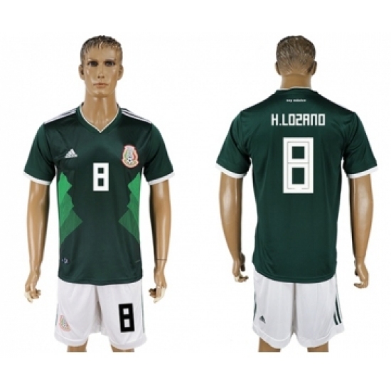 Mexico 8 H.Lozano Green Home Soccer Country Jersey