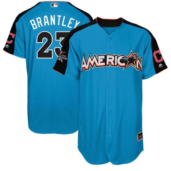 Men's Majestic Cleveland Indians 23 Michael Brantley Authentic Blue American League 2017 MLB All-Star MLB Jersey