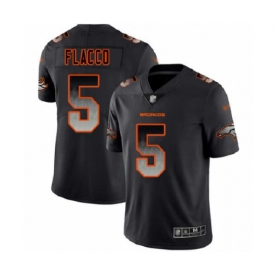 Men's Denver Broncos 5 Joe Flacco Black Smoke Fashion Limited Football Jersey