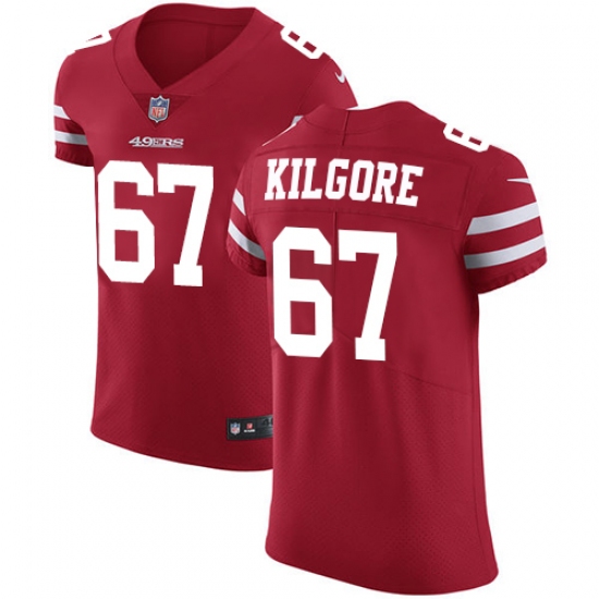 Men's Nike San Francisco 49ers 67 Daniel Kilgore Red Team Color Vapor Untouchable Elite Player NFL Jersey