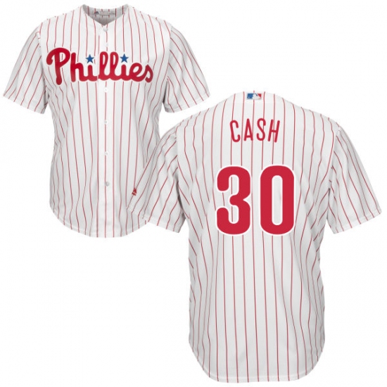 Men's Majestic Philadelphia Phillies 30 Dave Cash Replica White/Red Strip Home Cool Base MLB Jersey