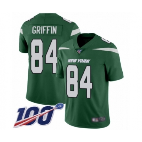 Men's New York Jets 84 Ryan Griffin Green Team Color Vapor Untouchable Limited Player 100th Season Football Jersey