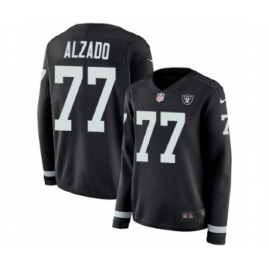 Women's Nike Oakland Raiders 77 Lyle Alzado Limited Black Therma Long Sleeve NFL Jersey