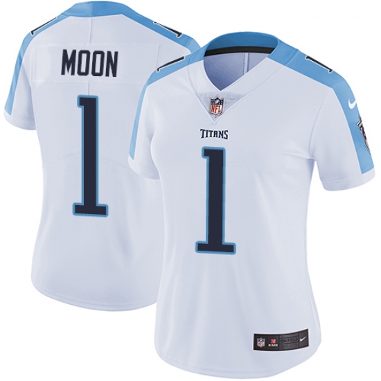 Women's Nike Tennessee Titans 1 Warren Moon White Vapor Untouchable Limited Player NFL Jersey