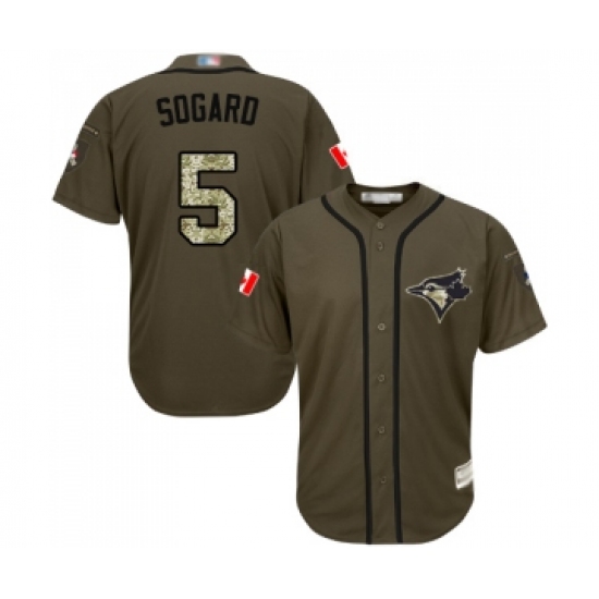 Youth Toronto Blue Jays 5 Eric Sogard Authentic Green Salute to Service Baseball Jersey