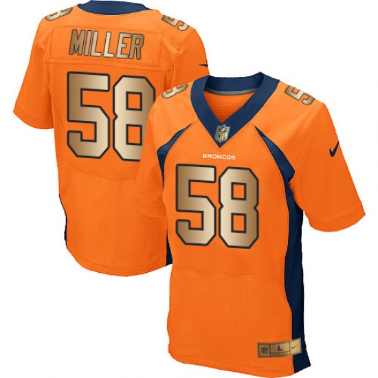 Men's Nike Denver Broncos 58 Von Miller Elite Orange/Gold Team Color NFL Jersey