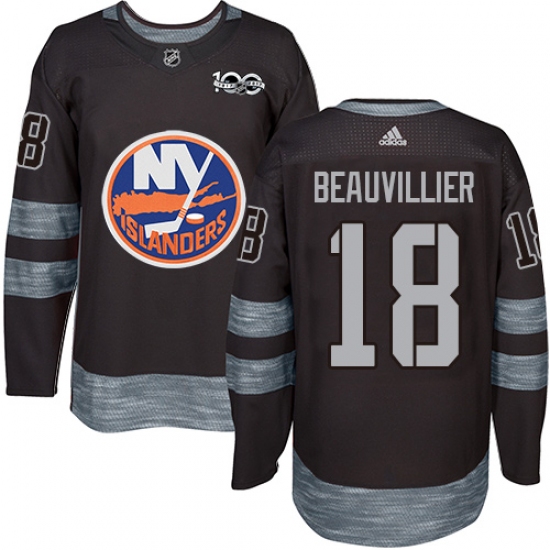Men's Adidas New York Islanders 18 Anthony Beauvillier Authentic Black 1917-2017 100th Anniversary NHL Jersey