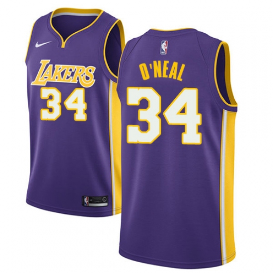 Youth Nike Los Angeles Lakers 34 Shaquille O'Neal Swingman Purple NBA Jersey - Statement Edition