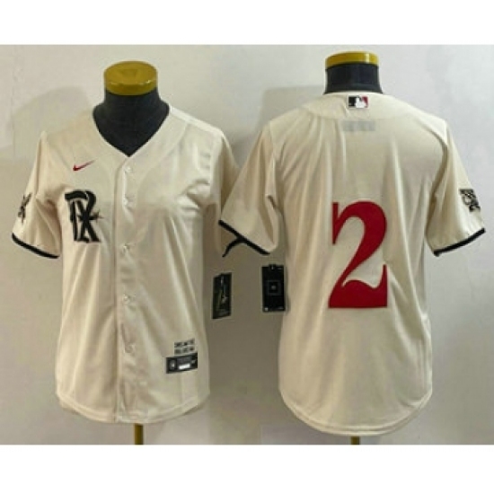 Women's Texas Rangers 2 Marcus Semien Cream 2023 City Connect Stitched Baseball Jersey