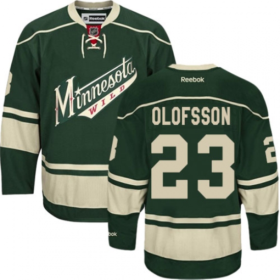 Youth Reebok Minnesota Wild 23 Gustav Olofsson Authentic Green Third NHL Jersey