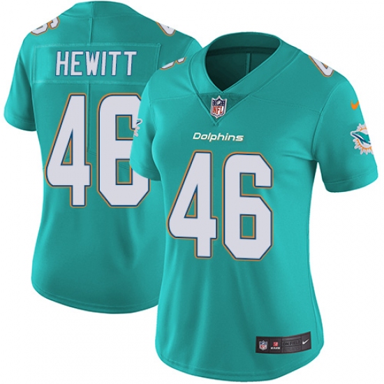 Women's Nike Miami Dolphins 46 Neville Hewitt Elite Aqua Green Team Color NFL Jersey