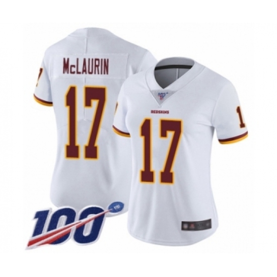 Women's Washington Redskins 17 Terry McLaurin White Vapor Untouchable Limited Player 100th Season Football Jersey