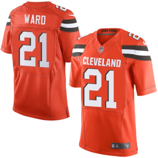 Men's Nike Cleveland Browns 21 Denzel Ward Elite Orange Alternate NFL Jersey