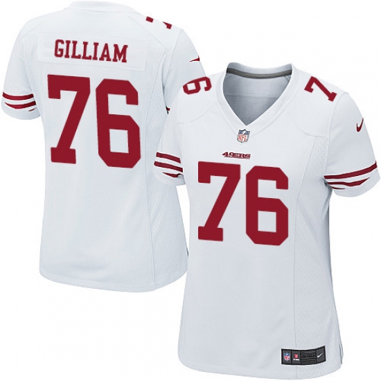Women's Nike San Francisco 49ers 76 Garry Gilliam Game White NFL Jersey