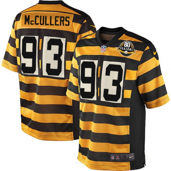 Men's Nike Pittsburgh Steelers 93 Dan McCullers Game Yellow/Black Alternate 80TH Anniversary Throwback NFL Jersey