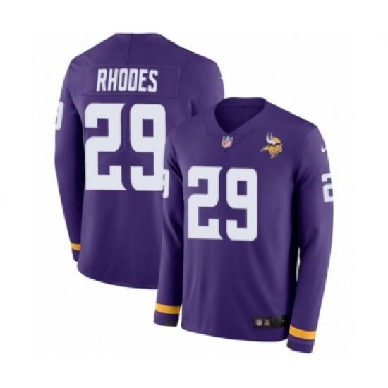 Men's Nike Minnesota Vikings 29 Xavier Rhodes Limited Purple Therma Long Sleeve NFL Jersey