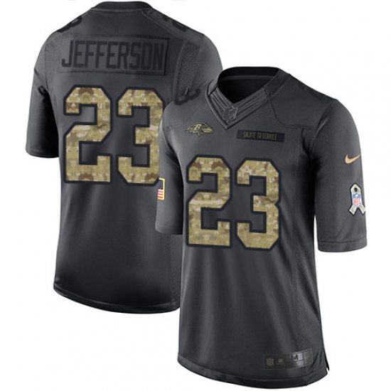 Men's Nike Baltimore Ravens 23 Tony Jefferson Limited Black 2016 Salute to Service NFL Jersey