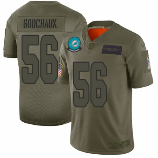 Women's Miami Dolphins 56 Davon Godchaux Limited Camo 2019 Salute to Service Football Jersey