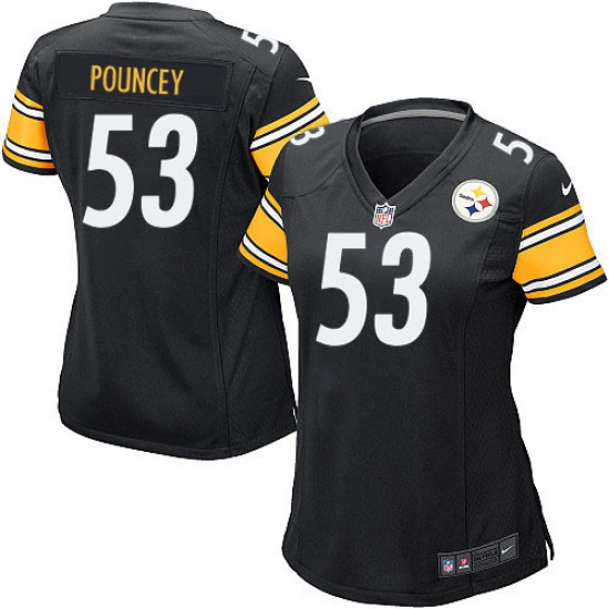 Women's Nike Pittsburgh Steelers 53 Maurkice Pouncey Game Black Team Color NFL Jersey