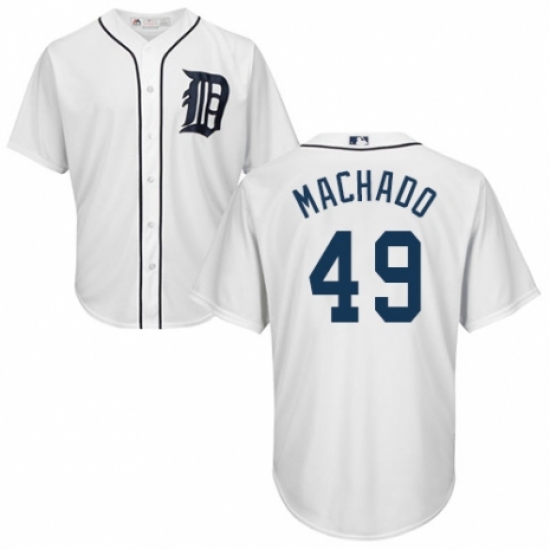 Men's Majestic Detroit Tigers 49 Dixon Machado Replica White Home Cool Base MLB Jersey