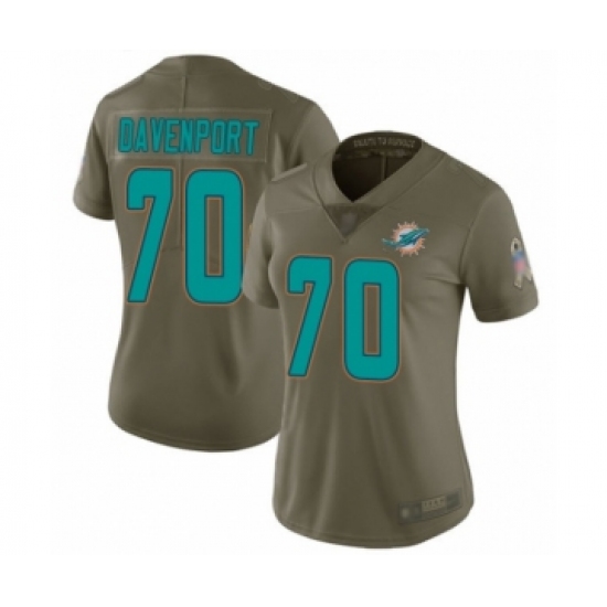 Women's Miami Dolphins 70 Julie'n Davenport Limited Olive 2017 Salute to Service Football Jersey