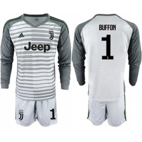 Juventus 1 Buffon Grey Goalkeeper Long Sleeves Soccer Club Jersey