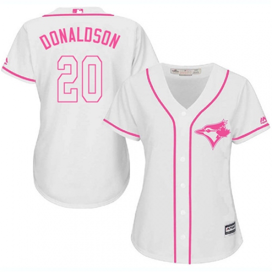Women's Majestic Toronto Blue Jays 20 Josh Donaldson Replica White Fashion Cool Base MLB Jersey