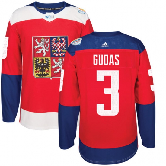 Men's Adidas Team Czech Republic 3 Radko Gudas Premier Red Away 2016 World Cup of Hockey Jersey