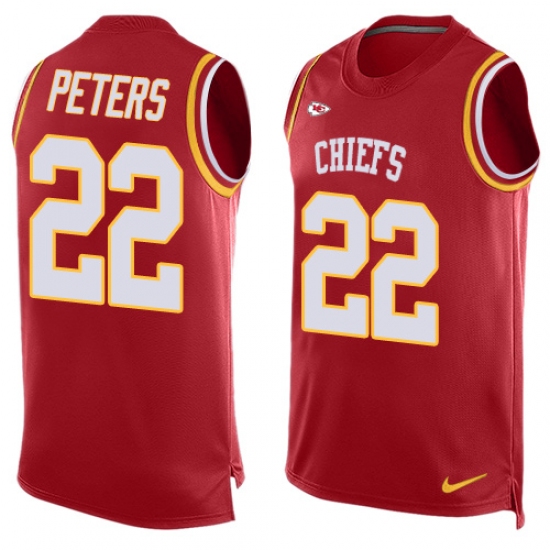Men's Nike Kansas City Chiefs 22 Marcus Peters Limited Red Player Name & Number Tank Top NFL Jersey