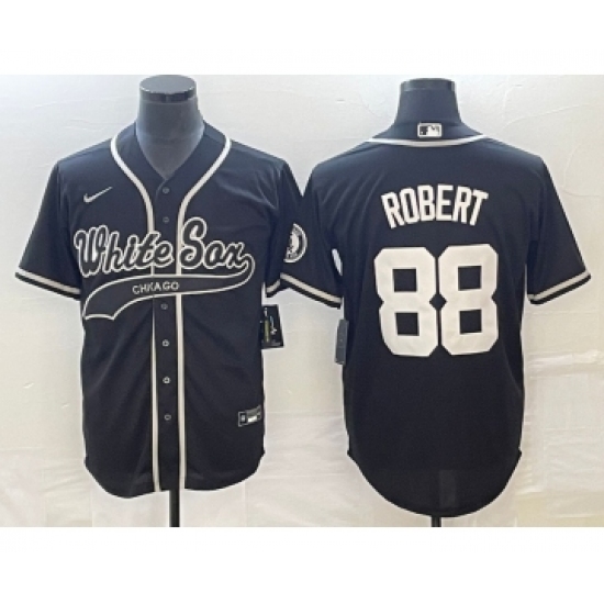 Men's Chicago White Sox 88 Luis Robert Black Cool Base Stitched Baseball Jersey