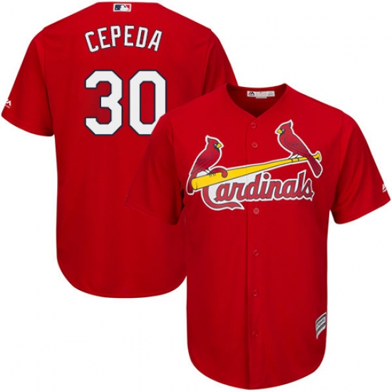 Men's Majestic St. Louis Cardinals 30 Orlando Cepeda Replica Red Alternate Cool Base MLB Jersey