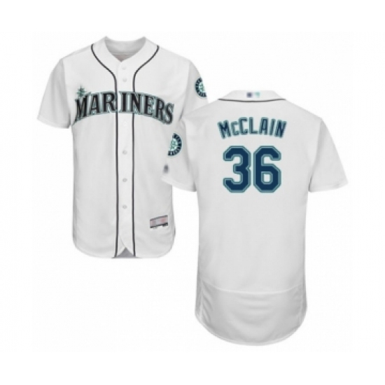 Men's Seattle Mariners 36 Reggie McClain White Home Flex Base Authentic Collection Baseball Player Jersey