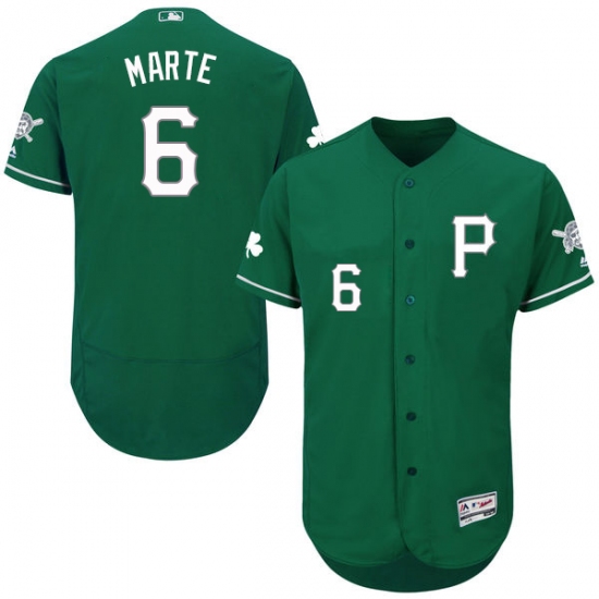 Men's Majestic Pittsburgh Pirates 6 Starling Marte Green Celtic Flexbase Authentic Collection MLB Jersey