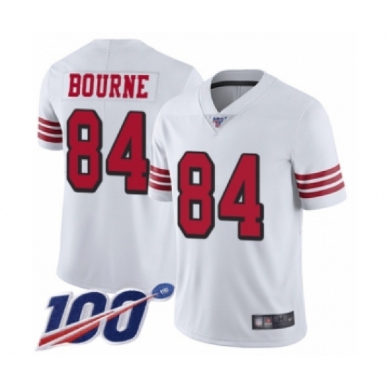 Men's San Francisco 49ers 84 Kendrick Bourne Limited White Rush Vapor Untouchable 100th Season Football Jersey